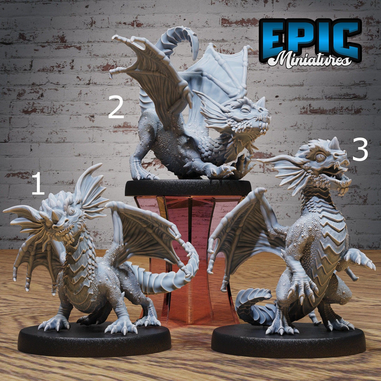 Blue Dragon Wyrmling - Epic Miniatures | Cone Desert | 28mm | 32mm | Drake | Baby