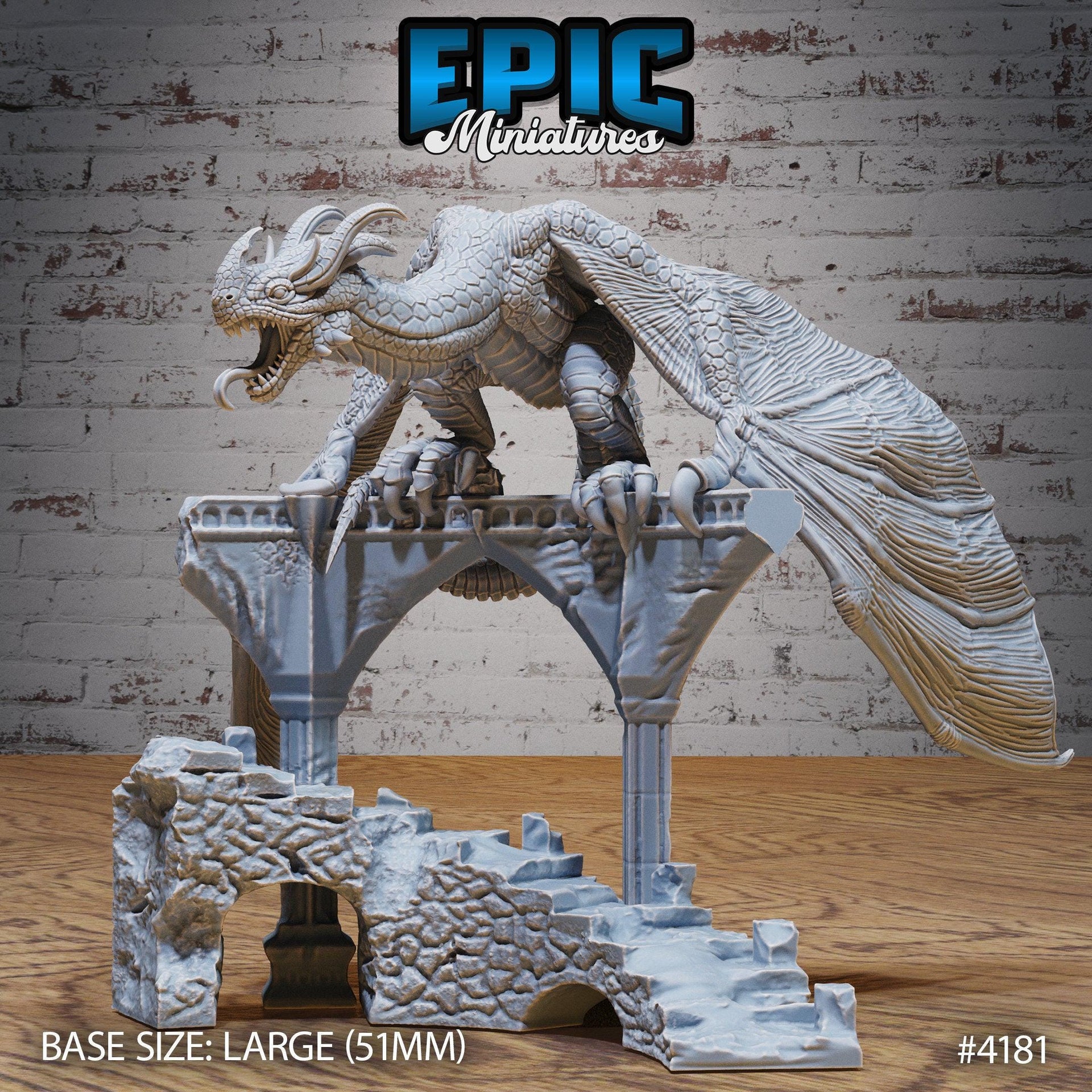 Mountain Wyvern - Epic Miniatures | Dwarf Mountain | 28mm | 32mm | Drake | Mount | Dragon | Ruins