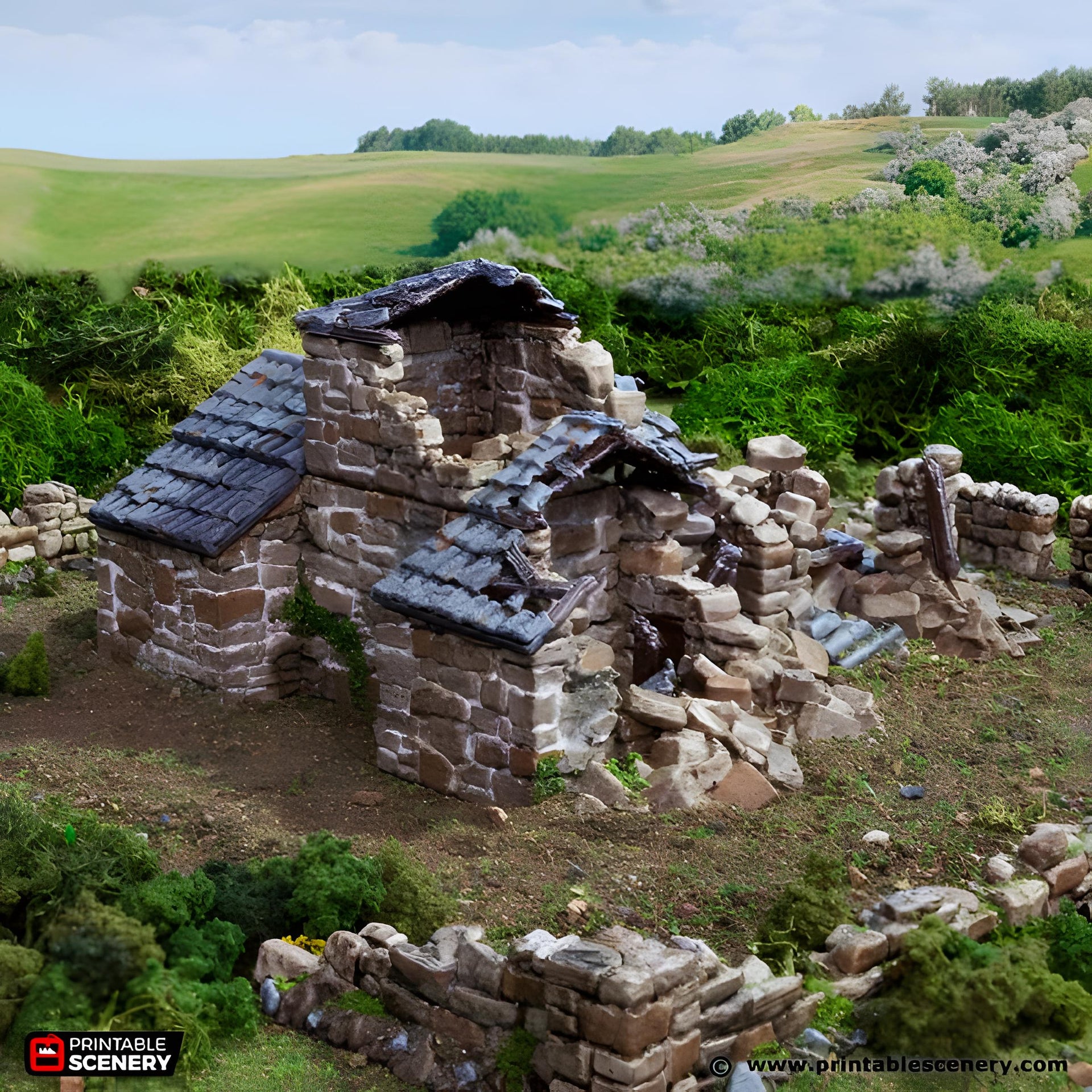 Ruined French Mausoleum. King and Country, 15mm, 28mm, 32mm - Printable Scenery | 28mm and 32mm | Wargaming | DnD | Tabletop Roleplaying