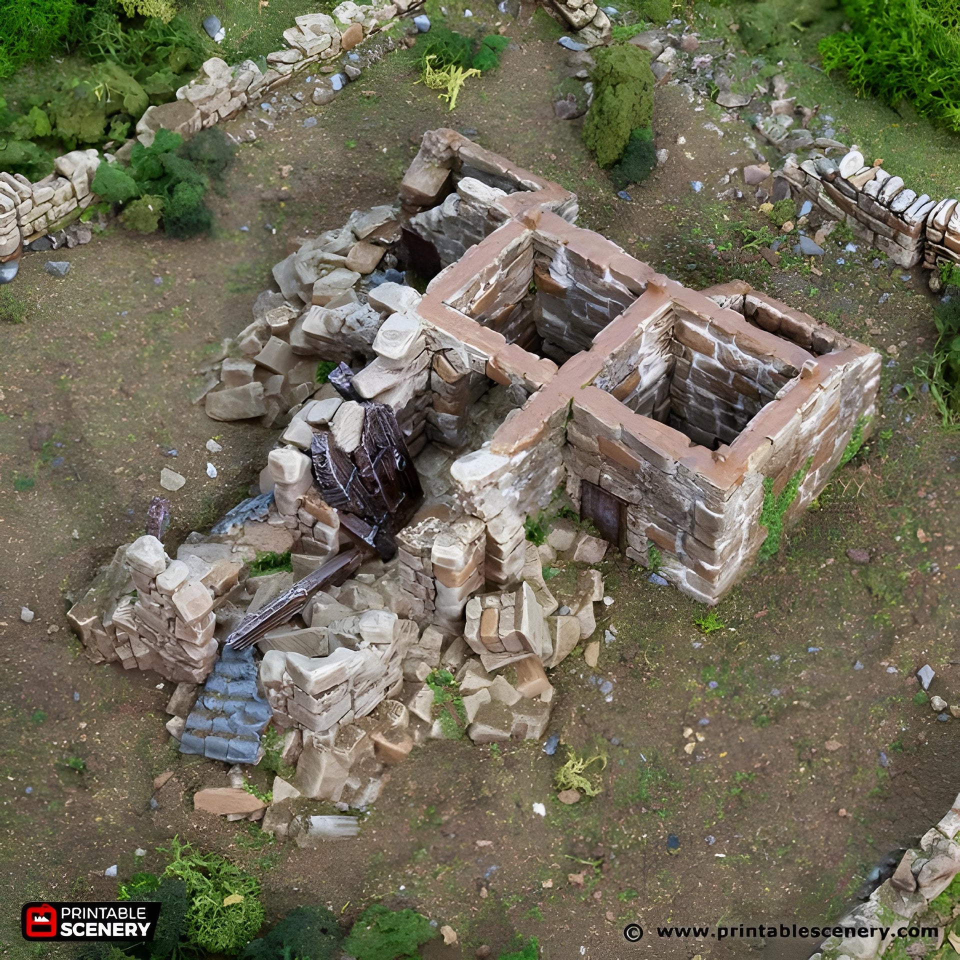 Ruined French Mausoleum. King and Country, 15mm, 28mm, 32mm - Printable Scenery | 28mm and 32mm | Wargaming | DnD | Tabletop Roleplaying