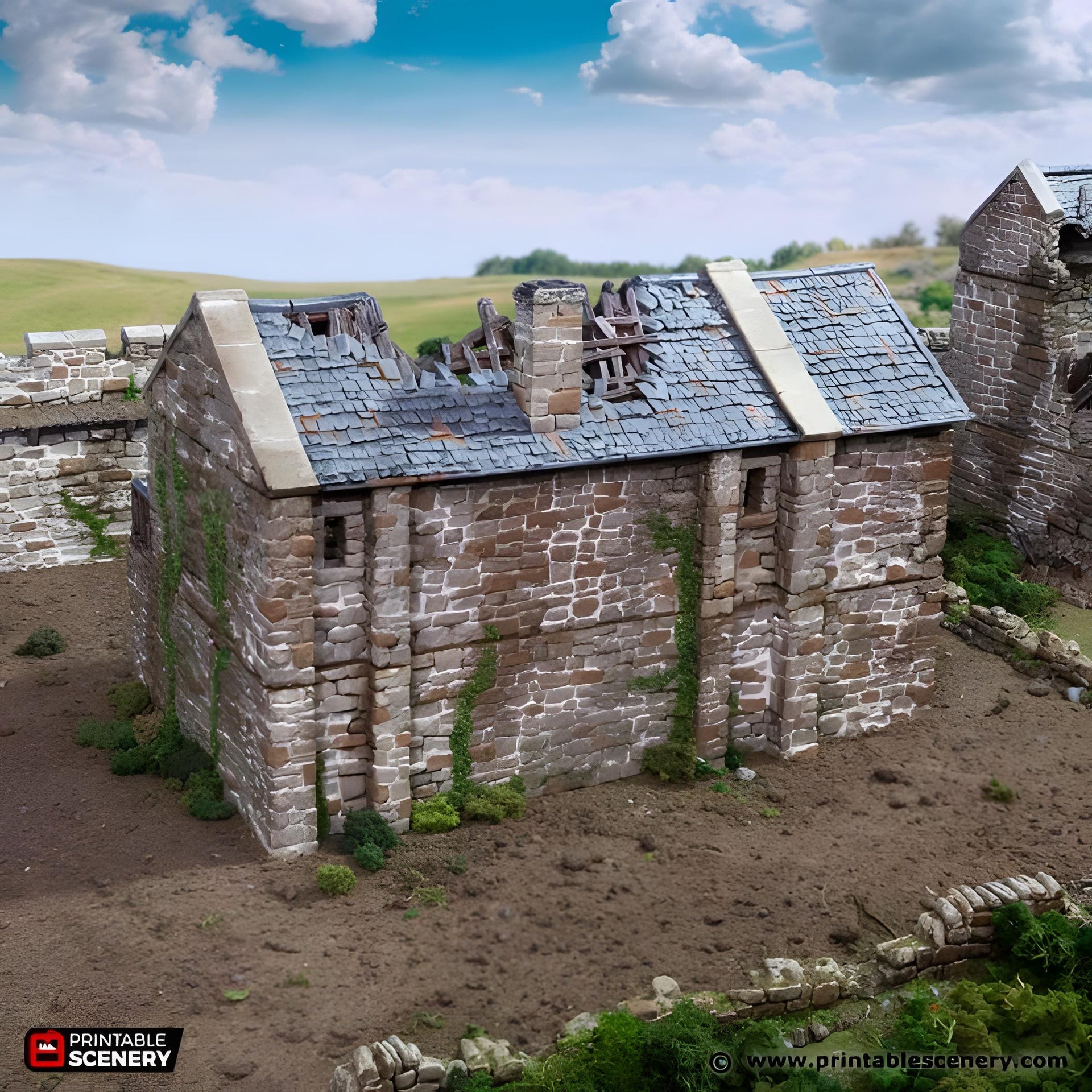 Ruined Black Rock Barracks. King and Country, 15mm, 28mm, 32mm - Printable Scenery | 28mm and 32mm | Wargaming | DnD | Tabletop Roleplaying