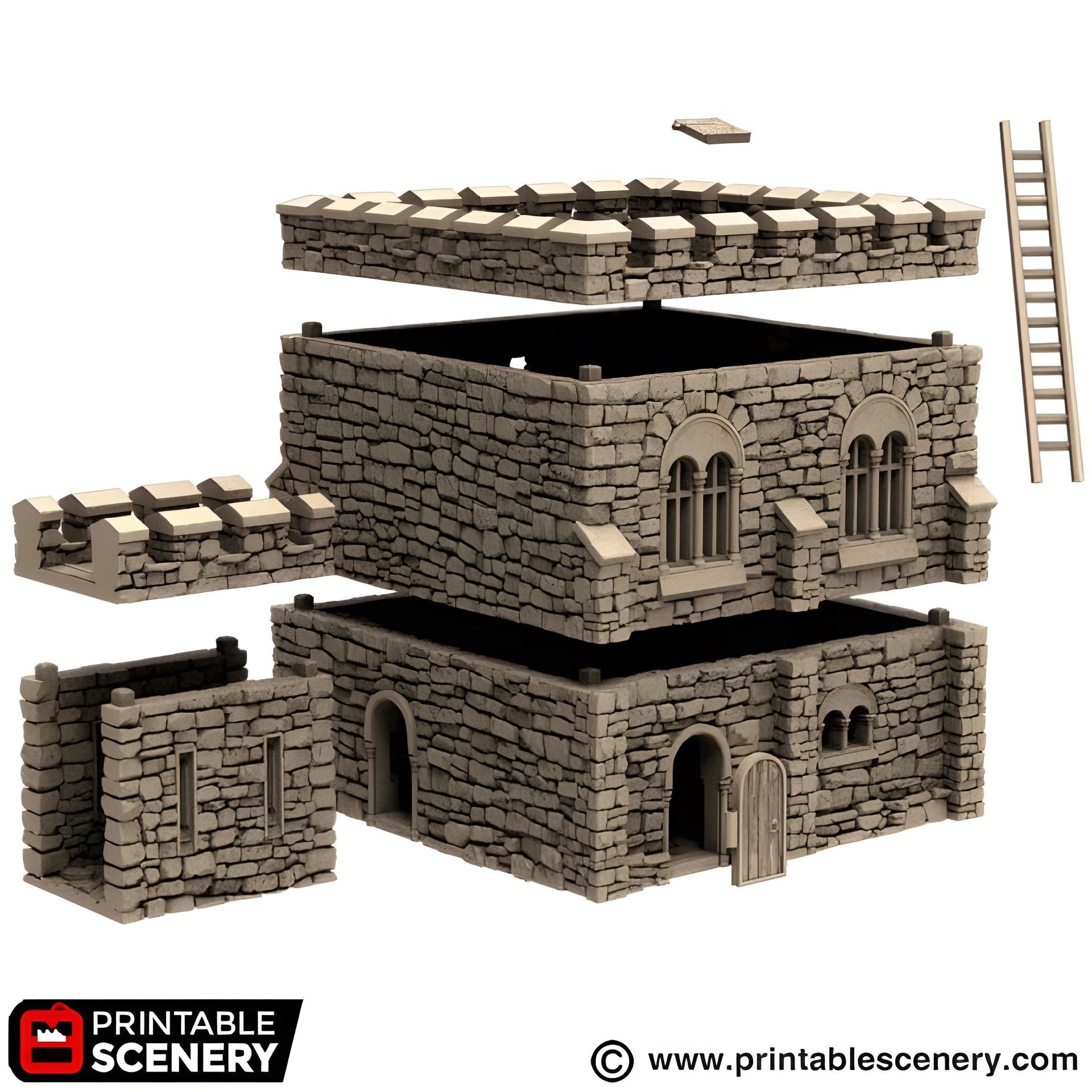 Norman Square Keep. King and Country, 15mm, 28mm, 32mm - Printable Scenery | 28mm and 32mm | Wargaming | DnD | Tabletop Roleplaying