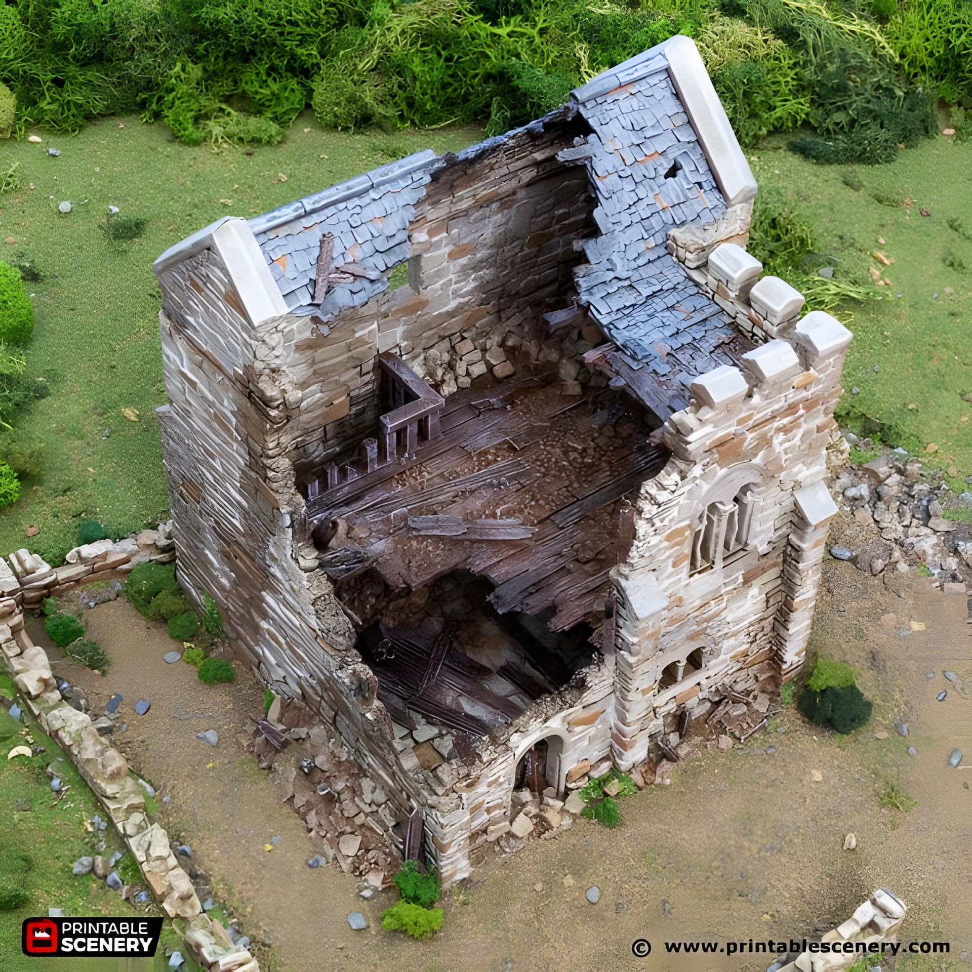 Ruined Norman Stone Keep. King and Country, 15mm, 28mm, 32mm - Printable Scenery | 28mm and 32mm | Wargaming | DnD | Tabletop Roleplaying