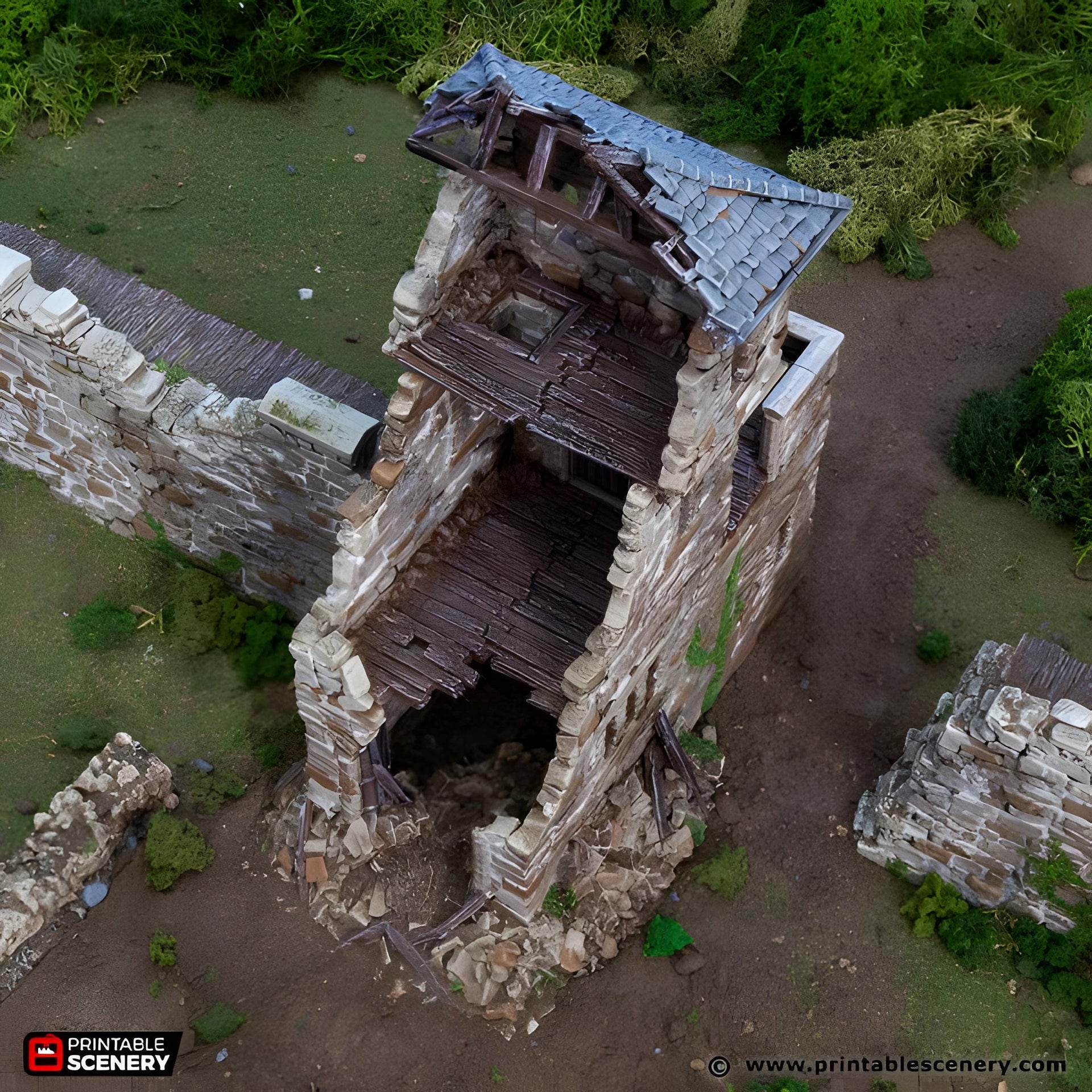 Ruined Kings Gate. King and Country, 15mm, 28mm, 32mm - Printable Scenery | 28mm and 32mm | Wargaming | DnD | Tabletop Roleplaying