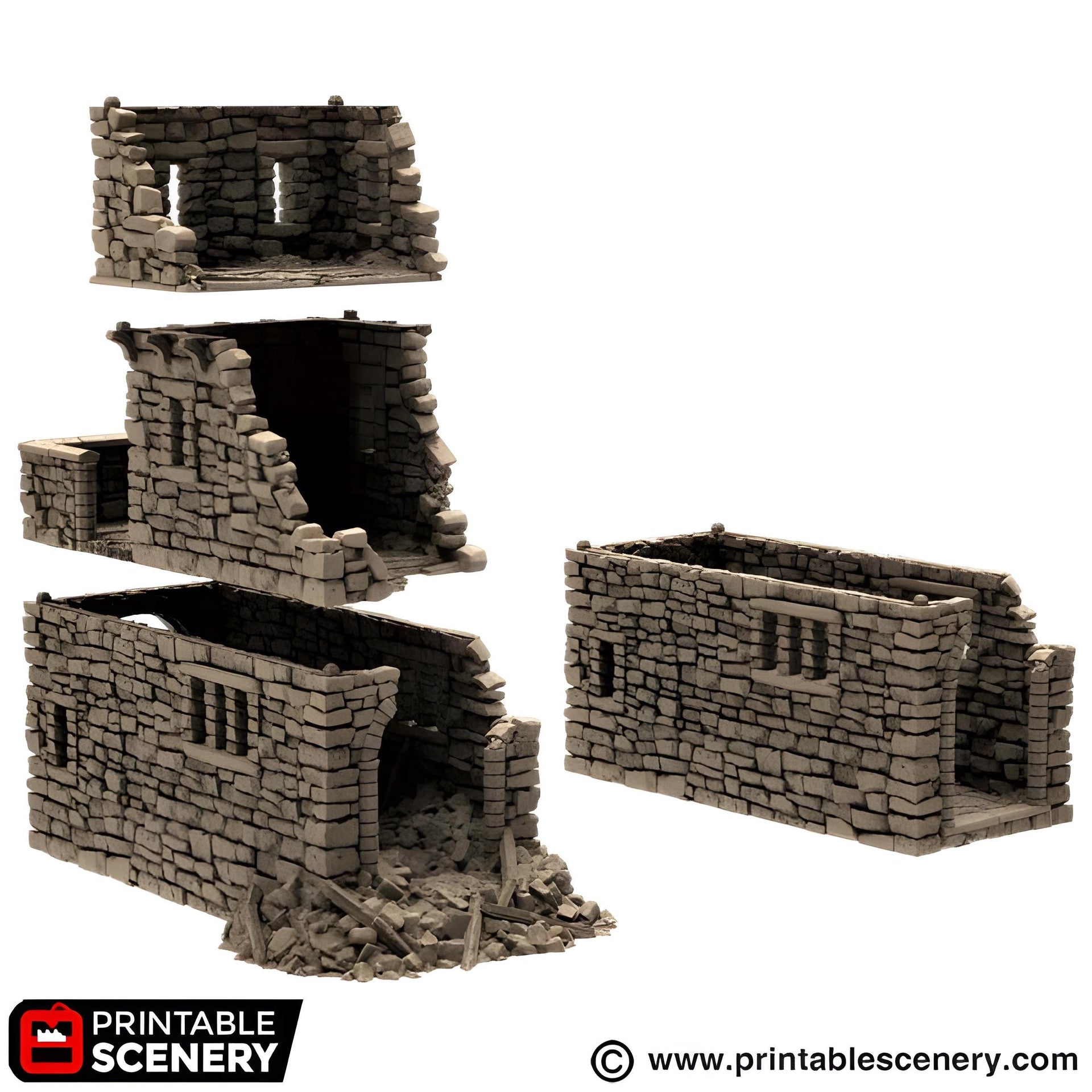 Ruined Kings Gate. King and Country, 15mm, 28mm, 32mm - Printable Scenery | 28mm and 32mm | Wargaming | DnD | Tabletop Roleplaying