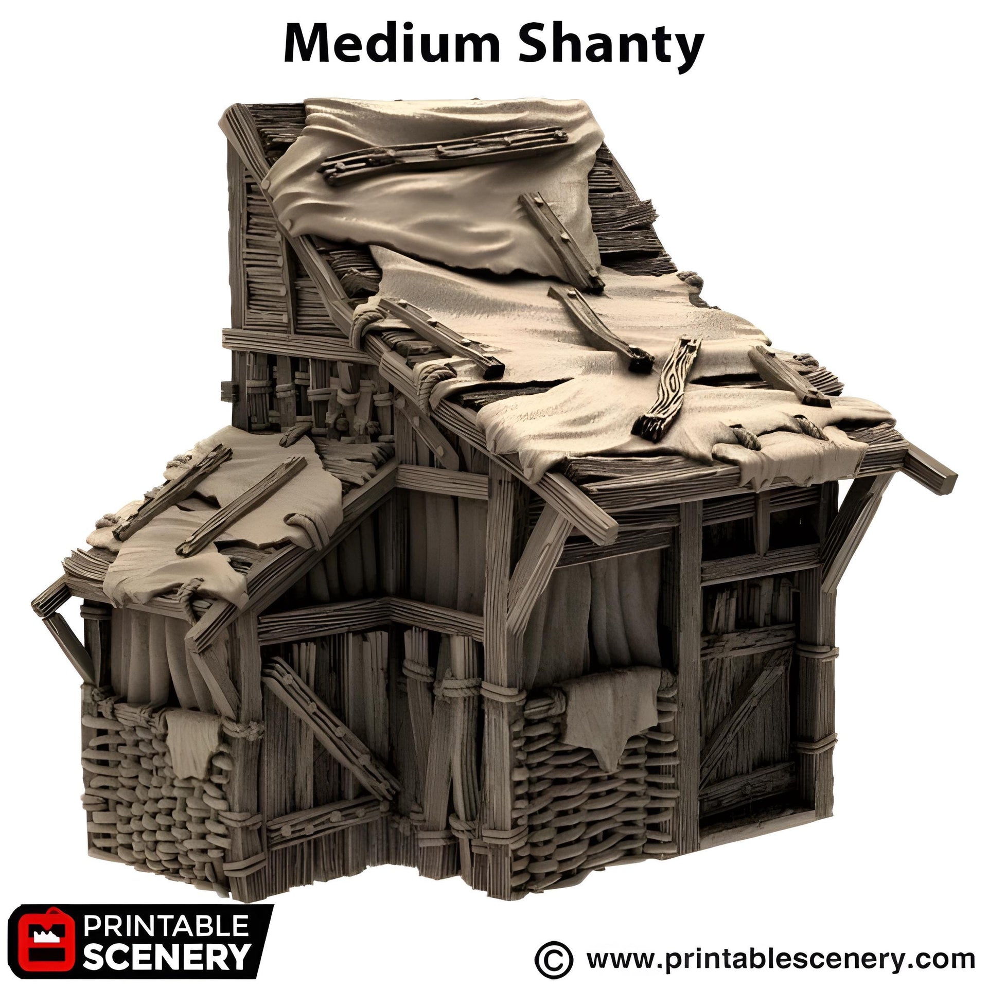 Medium Shanty. King and Country, 15mm, 28mm, 32mm - Printable Scenery | 28mm and 32mm | Wargaming | DnD | Tabletop Roleplaying