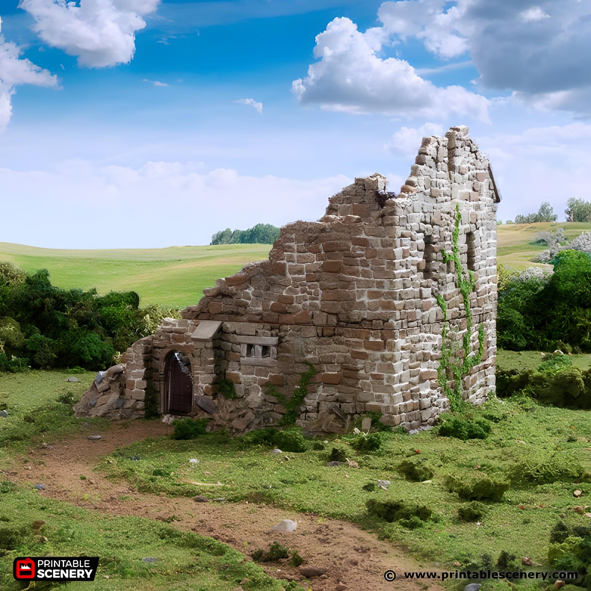 Ruined Norman Stone Manor. King and Country, 15mm, 28mm, 32mm - Printable Scenery | 28mm and 32mm | Wargaming | DnD | Tabletop Roleplaying