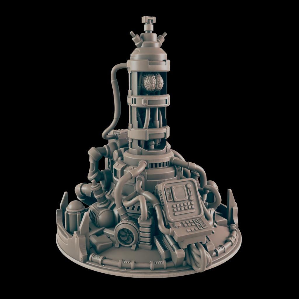 The Brain Trust. Cyberpunk Brain Computer - Ec3d | 28mm and 32mm | Wargaming | DnD | Tabletop Roleplaying