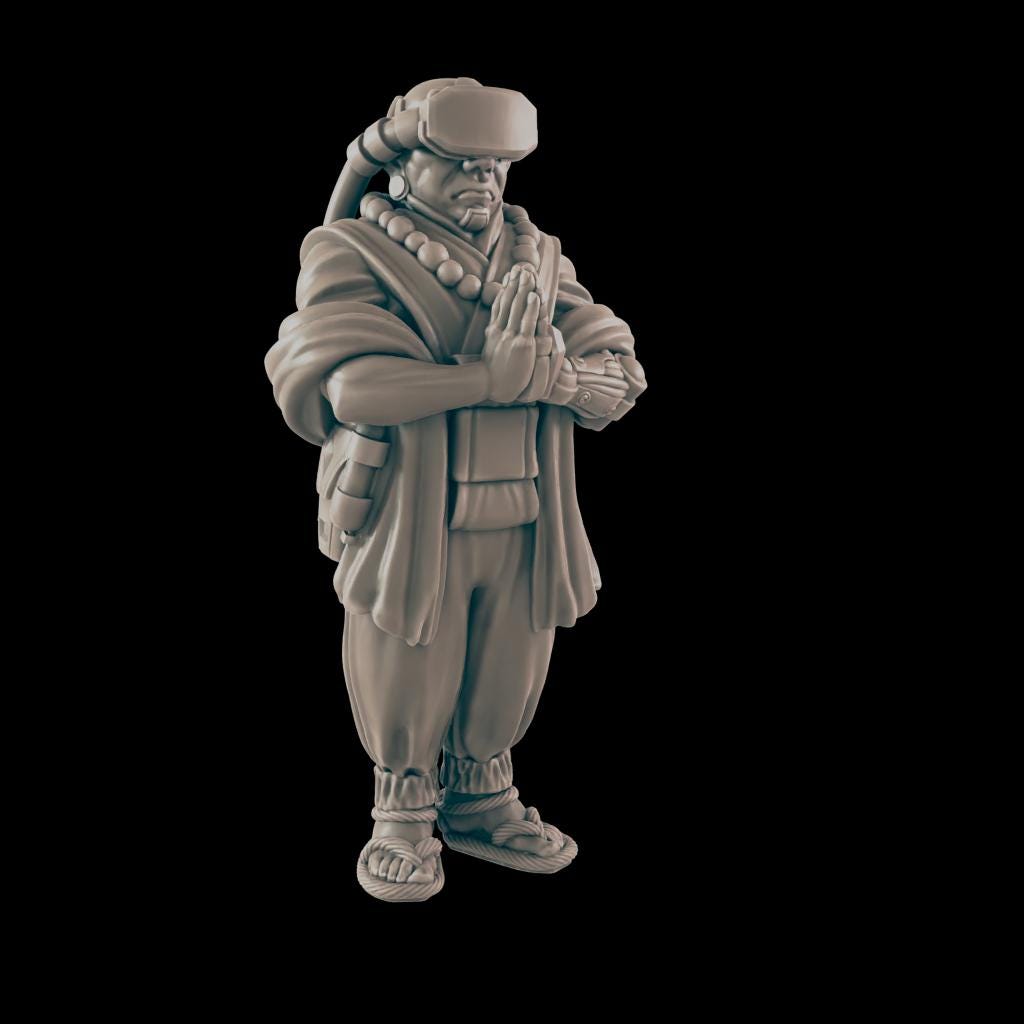 The Monk. Cyberpunk Ascetic- Ec3d | 28mm and 32mm | Wargaming | DnD | Tabletop Roleplaying