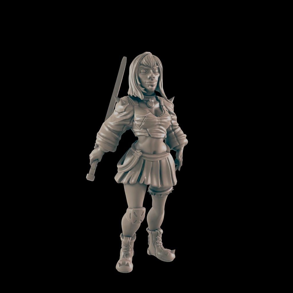 Teen Slasher. Cyberpunk Assassin - Ec3d | 28mm and 32mm | Wargaming | DnD | Tabletop Roleplaying