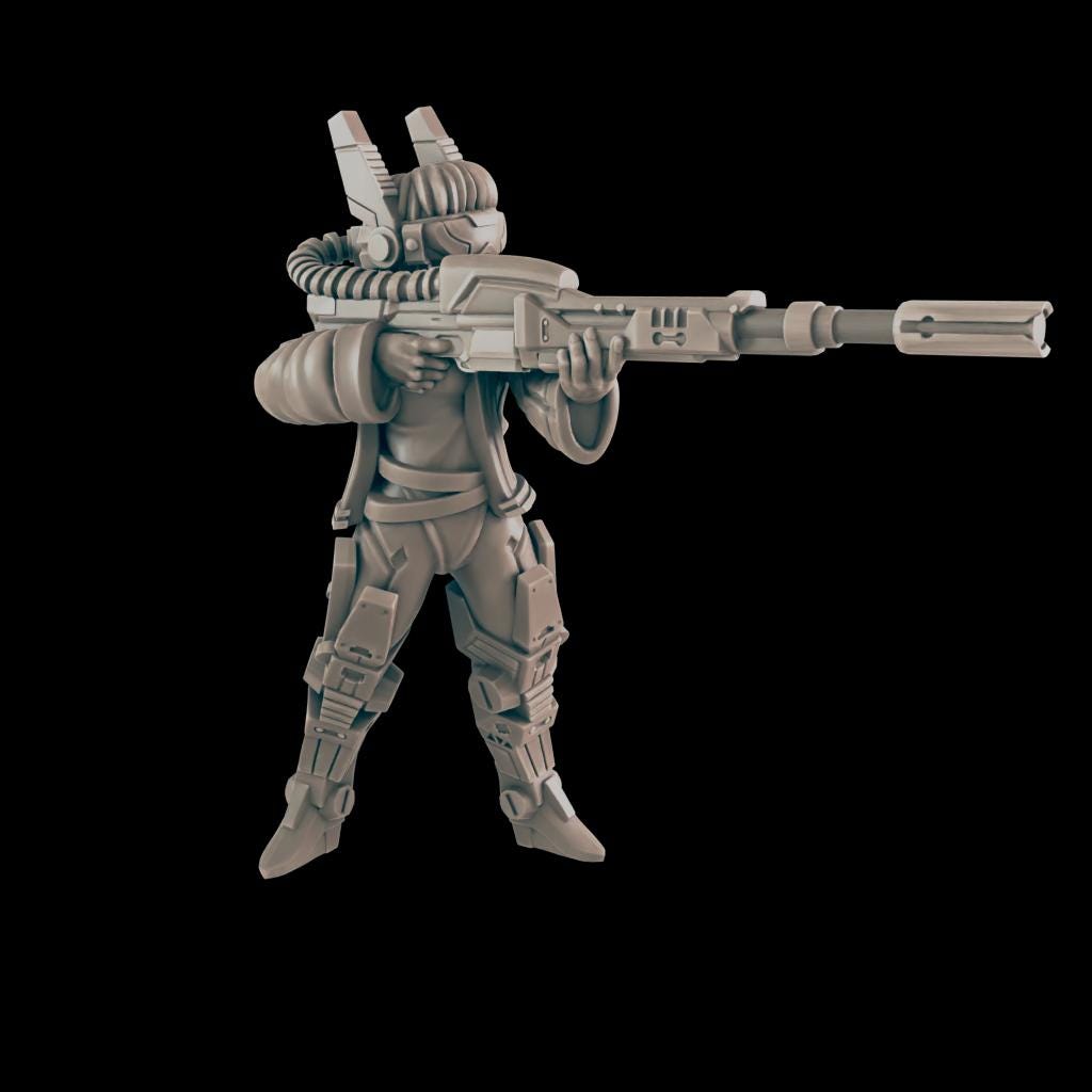 Sniper. Cyberpunk Sharpshooter - Ec3d | 28mm and 32mm | Wargaming | DnD | Tabletop Roleplaying