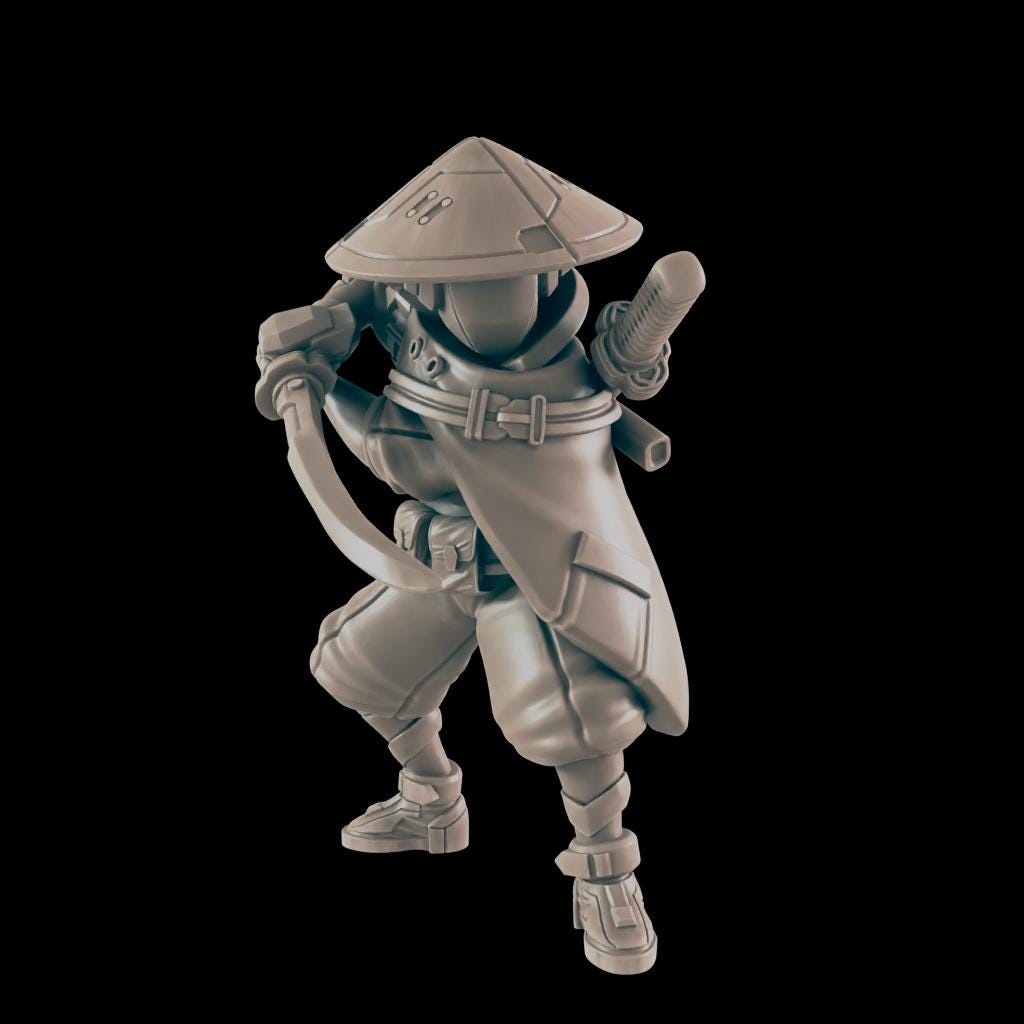 Samurai. Cyberpunk Assassin - Ec3d | 28mm and 32mm | Wargaming | DnD | Tabletop Roleplaying