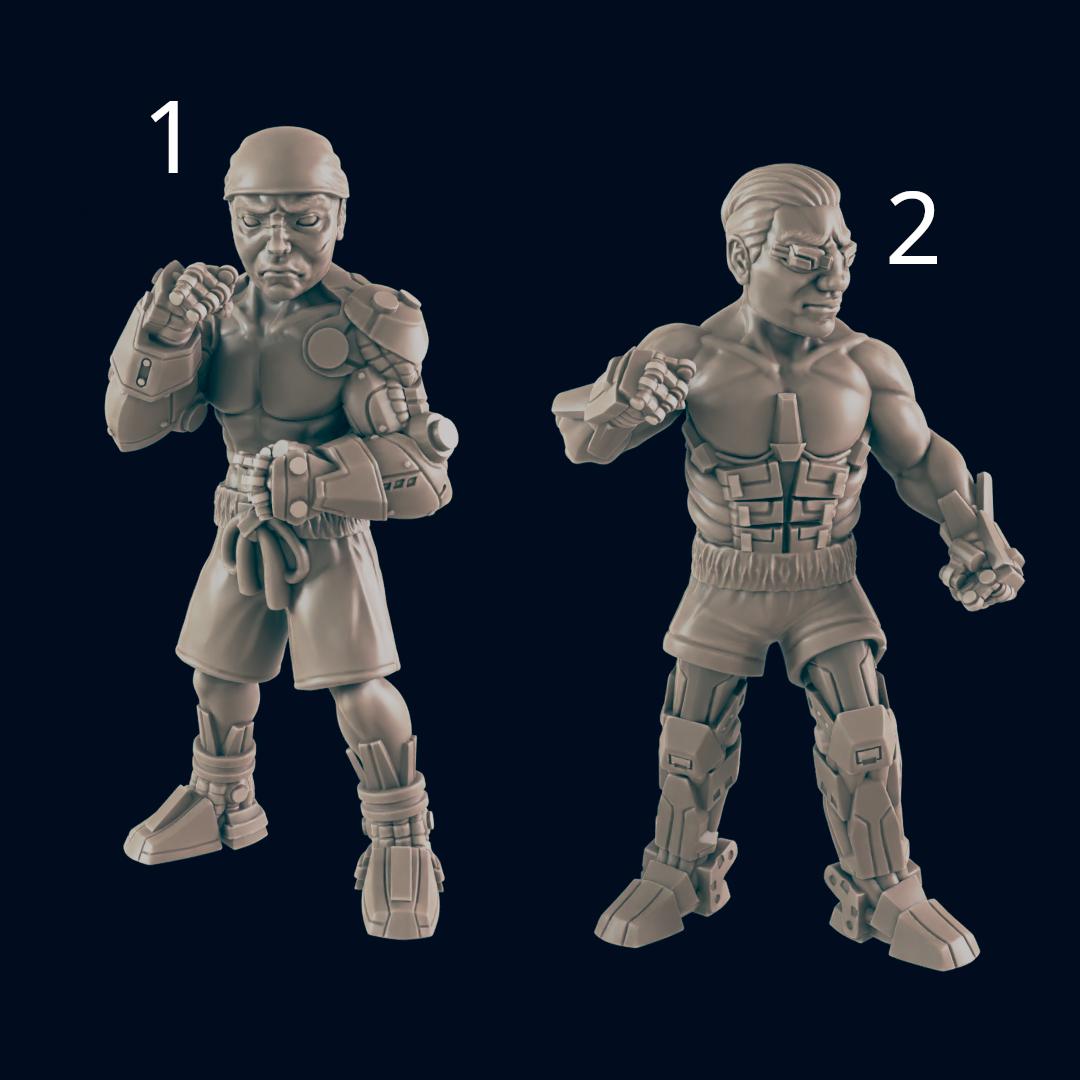 Prize Fighters. Cyberpunk Boxers - Ec3d | 28mm and 32mm | Wargaming | DnD | Tabletop Roleplaying