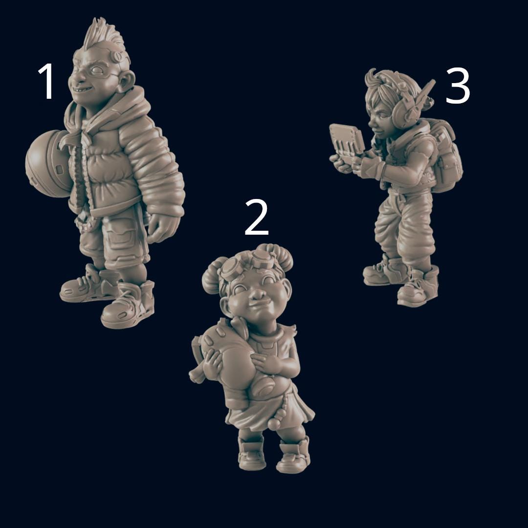 Kids. Cyberpunk Civilians - Ec3d | 28mm and 32mm | Wargaming | DnD | Tabletop Roleplaying