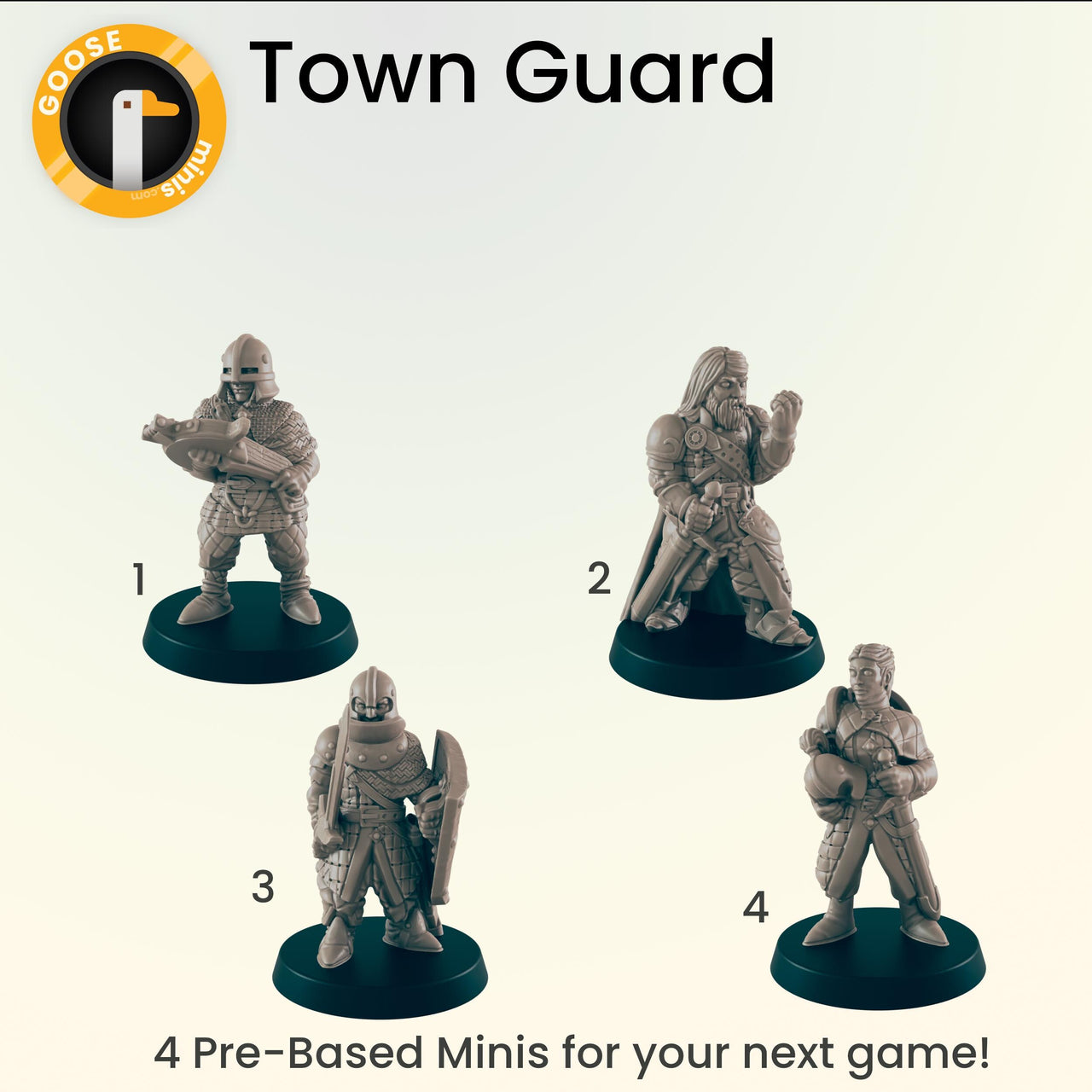 Town Guard - Ec3d | Villagers | Everyday Follk | 28mm and 32mm | Wargaming | DnD | Tabletop Roleplaying