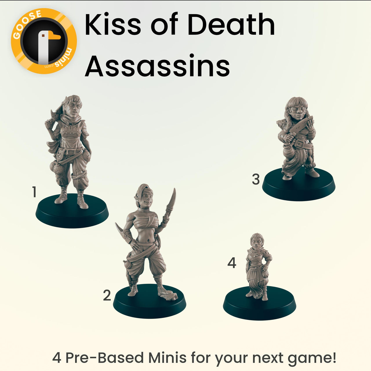Kiss of Death Asassins - Ec3d | Villagers | Everyday Folk | 28mm and 32mm | Wargaming | DnD | Tabletop Roleplaying