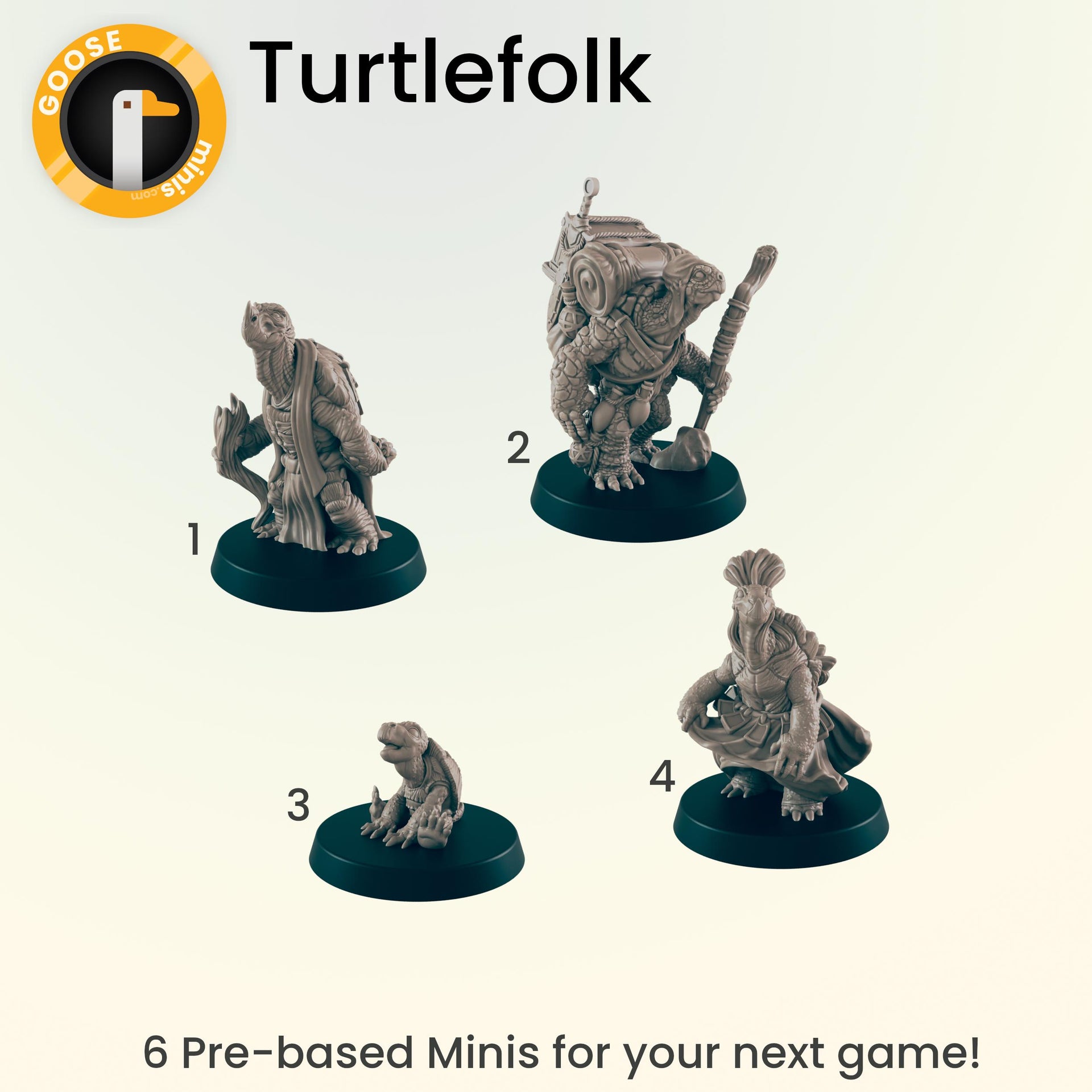 Turtlefolk - Ec3d | Villagers | Everyday Folk | 28mm and 32mm | Wargaming | DnD | Tabletop Roleplaying