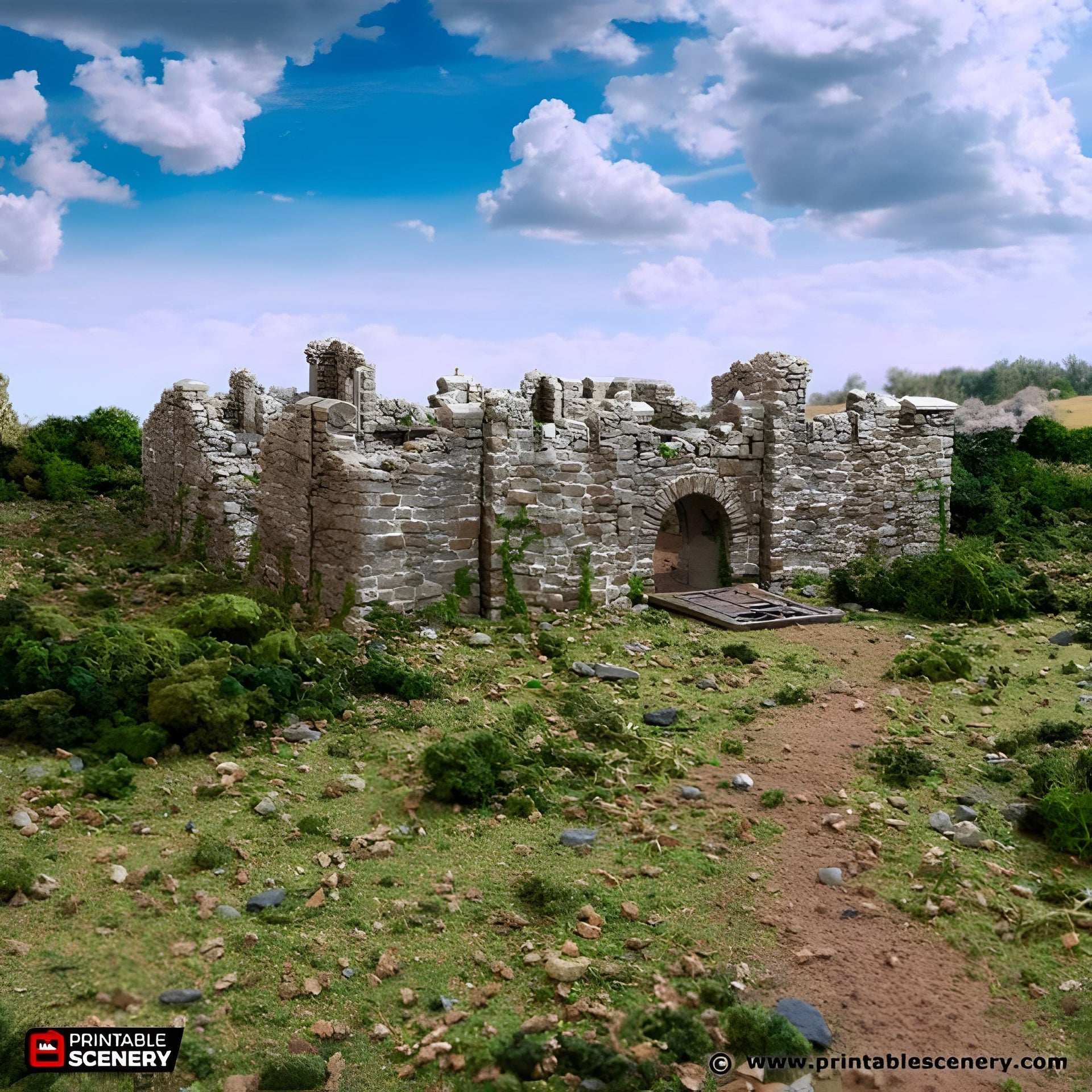 Ruined Norman Fort Walls. King and Country, 15mm, 28mm, 32mm - Printable Scenery | 28mm and 32mm | Wargaming | DnD | Tabletop Roleplaying
