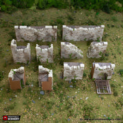 Ruined Norman Fort Walls. King and Country, 15mm, 28mm, 32mm - Printable Scenery | 28mm and 32mm | Wargaming | DnD | Tabletop Roleplaying