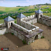 Norman Fort Walls Corner Tower. King and Country, 15mm, 28mm, 32mm - Printable Scenery