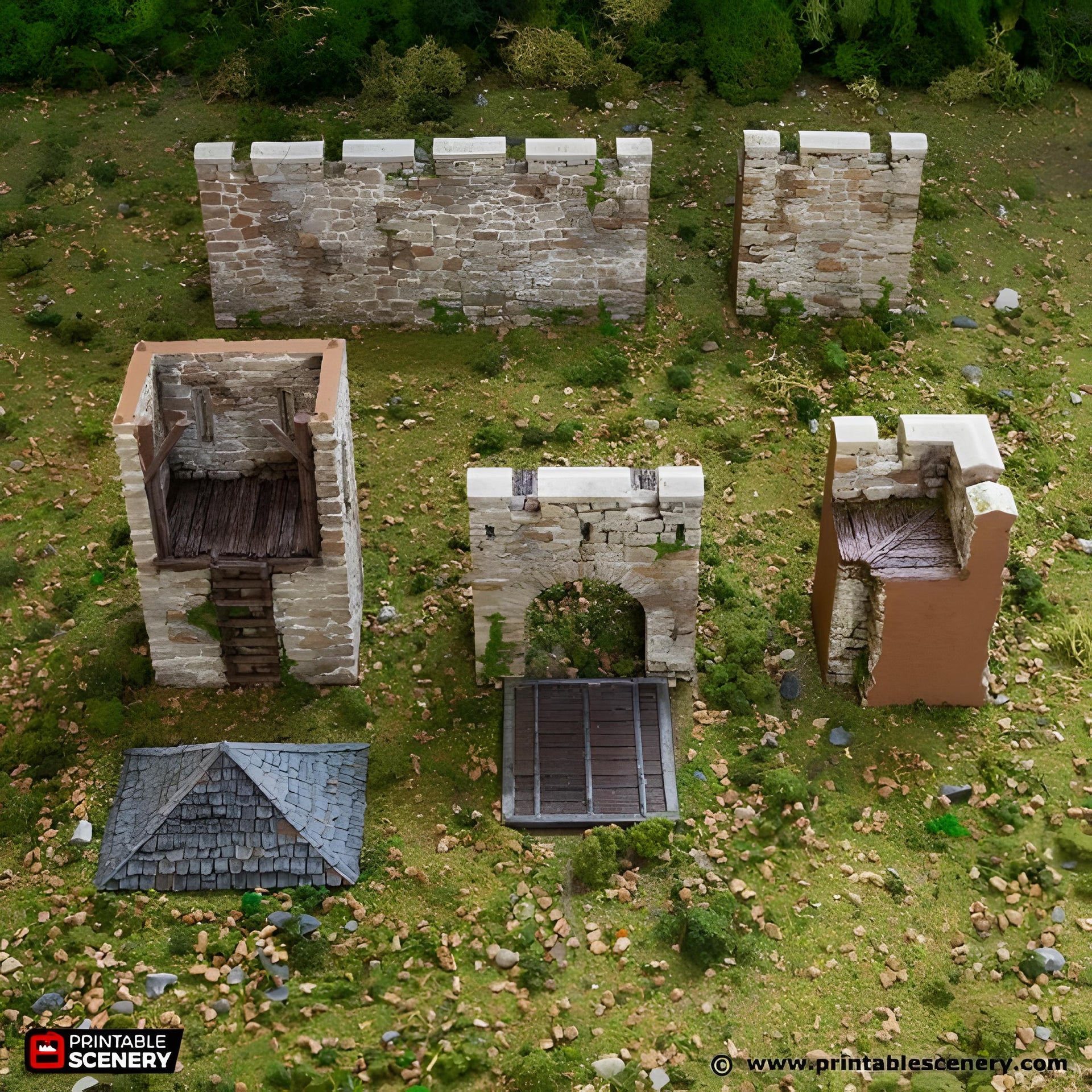 Modular Norman Fort Walls. King and Country, 15mm, 28mm, 32mm - Printable Scenery | 28mm and 32mm | Wargaming | DnD | Tabletop Roleplaying