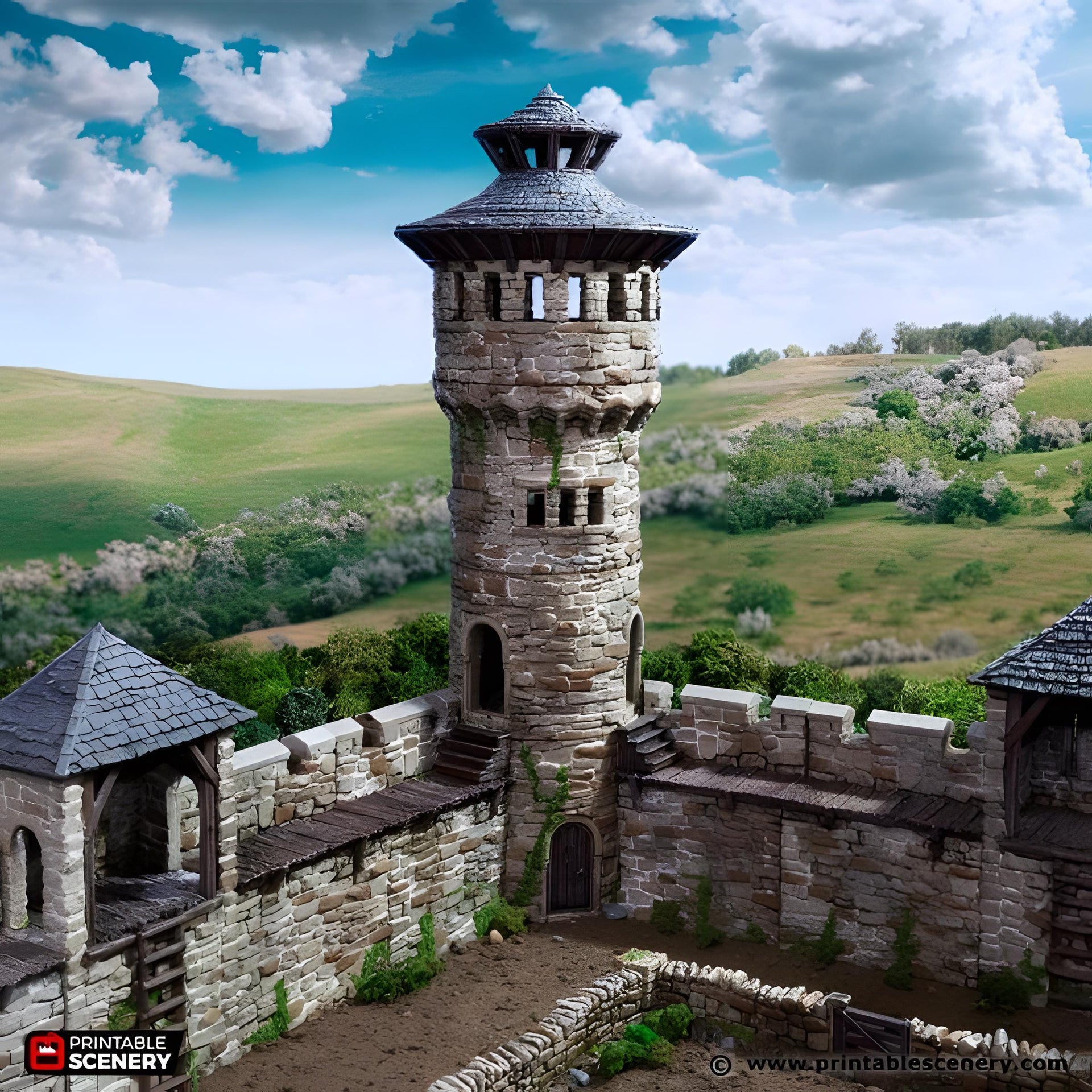 Kings Round Tower. King and Country, 15mm, 28mm, 32mm - Printable Scenery | 28mm and 32mm | Wargaming | DnD | Tabletop Roleplaying