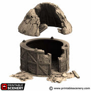 Ruined Small Round House. King and Country, 15mm, 28mm, 32mm - Printable Scenery | 28mm and 32mm | Wargaming | DnD | Tabletop Roleplaying
