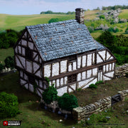 Wattle and Daub Hollyhock Cottage. King and Country, 15mm, 28mm, 32mm - Printable Scenery