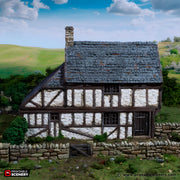 Wattle and Daub Hollyhock Cottage. King and Country, 15mm, 28mm, 32mm - Printable Scenery