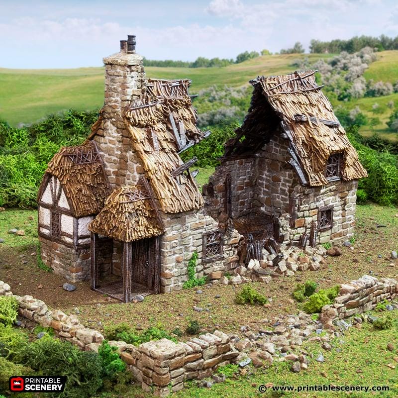 Ruined Country Manor. King and Country, 15mm, 28mm, 32mm - Printable Scenery | 28mm and 32mm | Wargaming | DnD | Tabletop Roleplaying