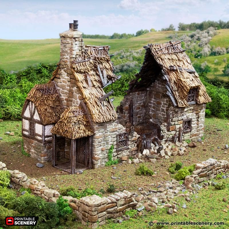 Ruined Country Manor. King and Country, 15mm, 28mm, 32mm - Printable Scenery | 28mm and 32mm | Wargaming | DnD | Tabletop Roleplaying