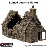 Ruined Country Manor. King and Country, 15mm, 28mm, 32mm - Printable Scenery | 28mm and 32mm | Wargaming | DnD | Tabletop Roleplaying