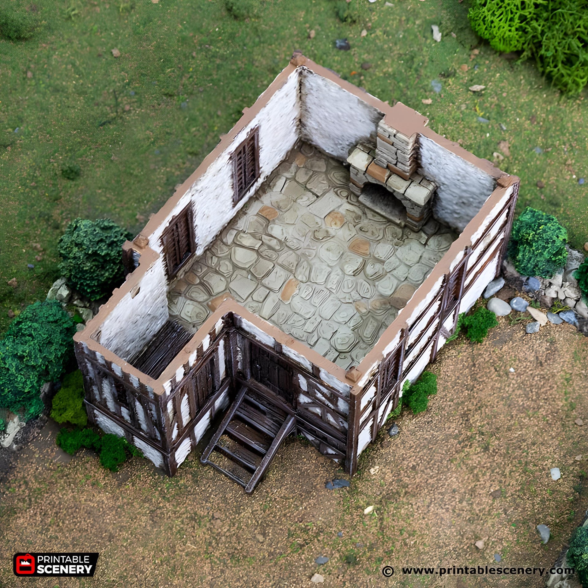 Wattle and Daub Barlyway Cottage. King and Country, 15mm, 28mm, 32mm - Printable Scenery