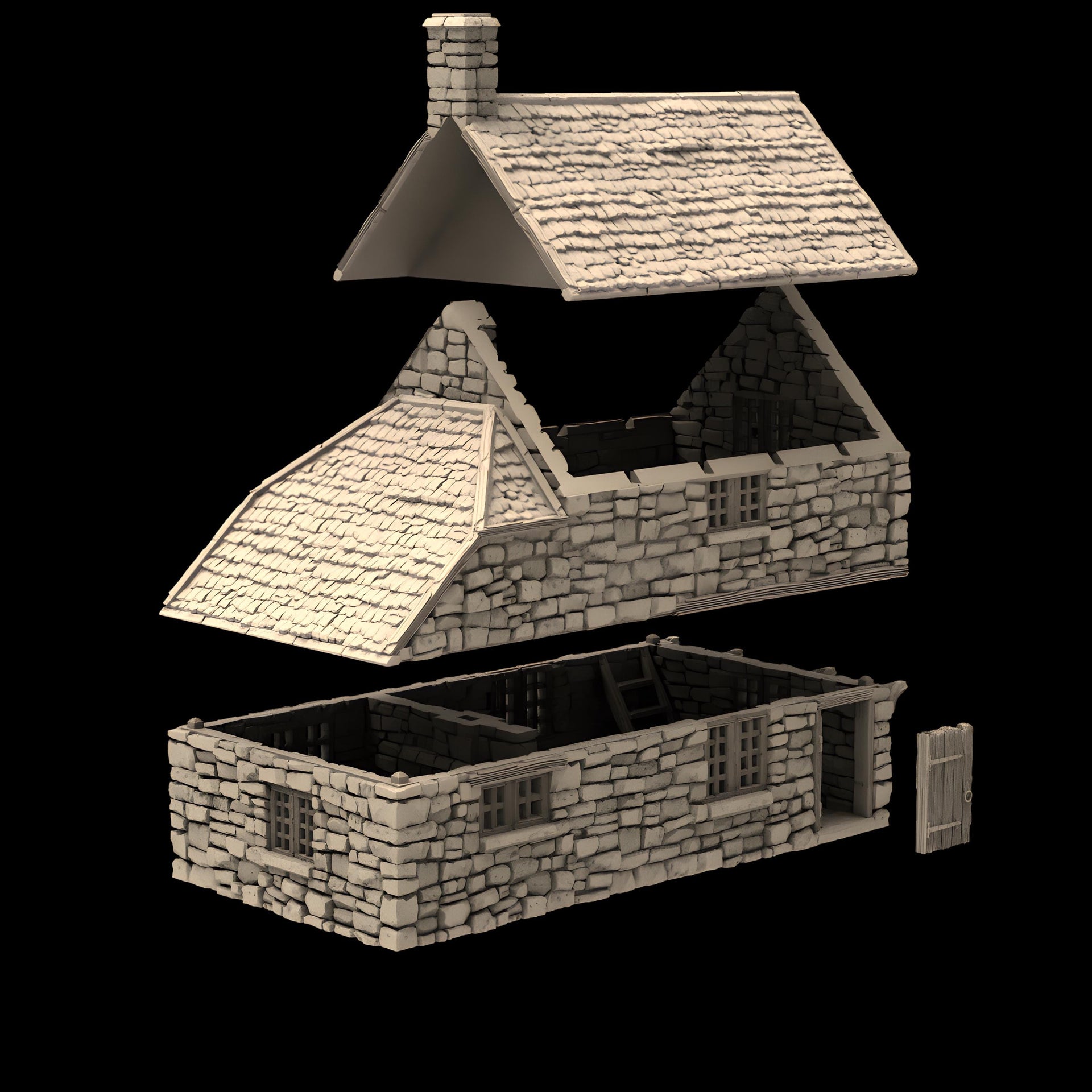 Hollyhock Cottage. King and Country, 15mm, 28mm, 32mm - Printable Scenery | 28mm and 32mm | Wargaming | DnD | Tabletop Roleplaying