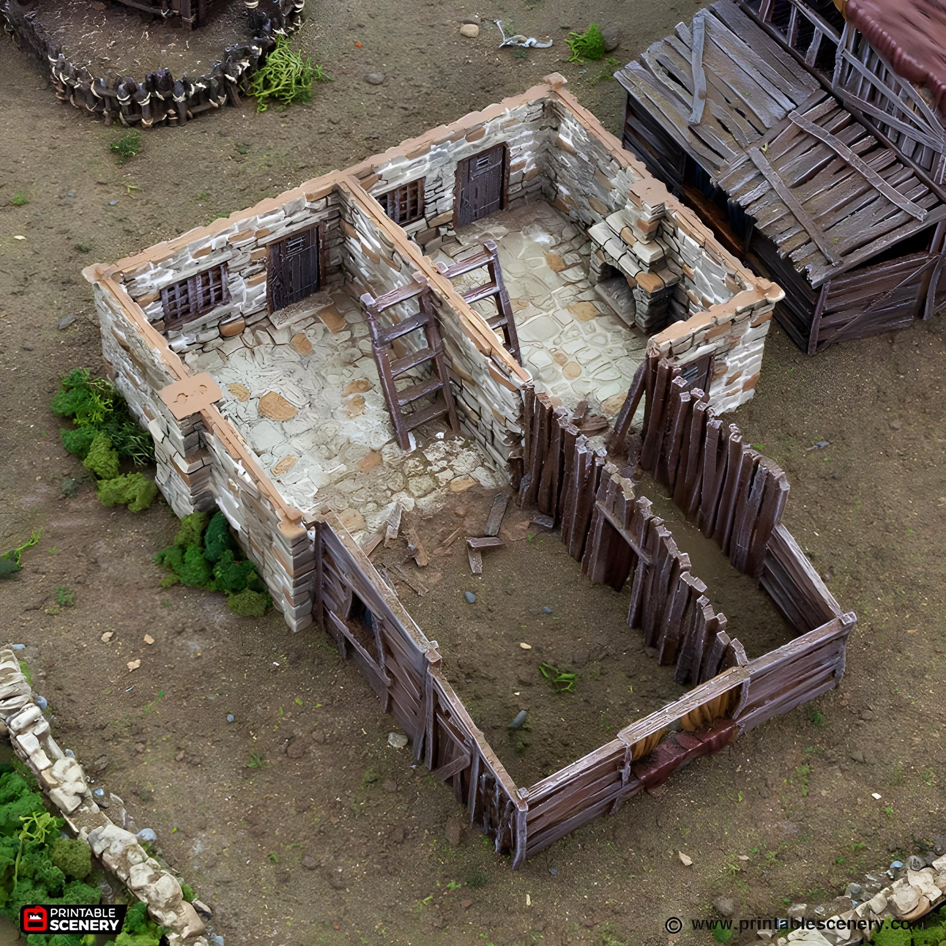 Slums of Flea Bottom 2. King and Country, 15mm, 28mm, 32mm - Printable Scenery | 28mm and 32mm | Wargaming | DnD | Tabletop Roleplaying