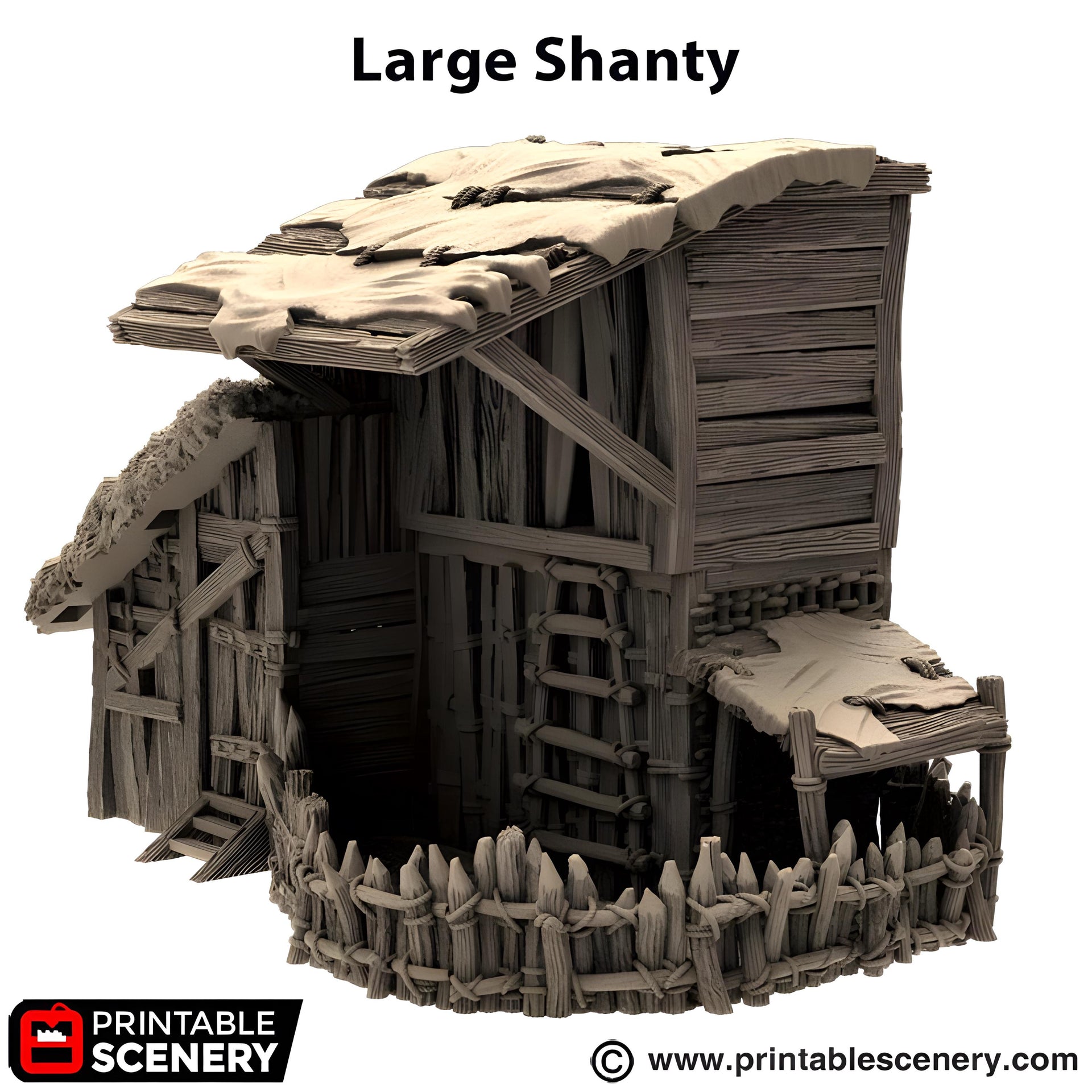 large Shanty. King and Country, 15mm, 28mm, 32mm - Printable Scenery | 28mm and 32mm | Wargaming | DnD | Tabletop Roleplaying