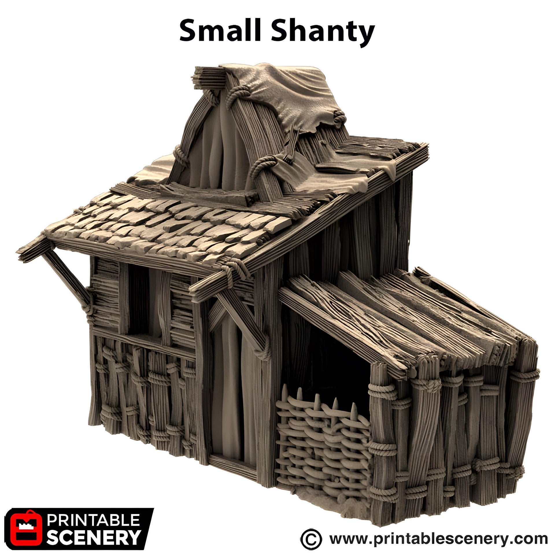 Small Shanty. King and Country, 15mm, 28mm, 32mm - Printable Scenery | 28mm and 32mm | Wargaming | DnD | Tabletop Roleplaying