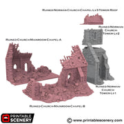 Ruined Norman Church. King and Country, 15mm, 28mm, 32mm - Printable Scenery | 28mm and 32mm | Wargaming | DnD | Tabletop Roleplaying