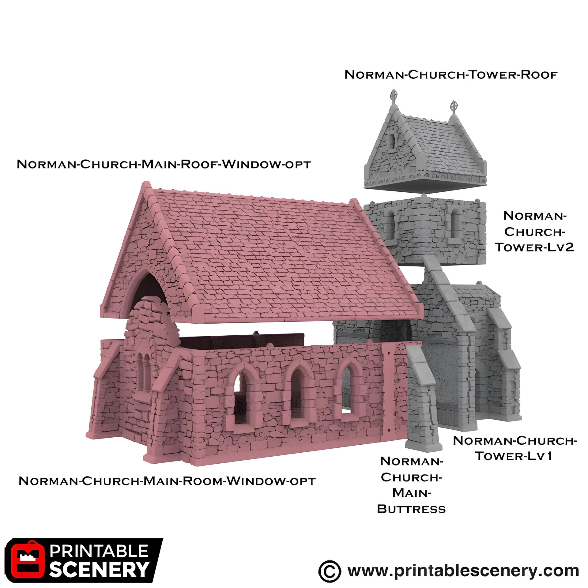 Norman Church. King and Country, 15mm, 28mm, 32mm - Printable Scenery | 28mm and 32mm | Wargaming | DnD | Tabletop Roleplaying