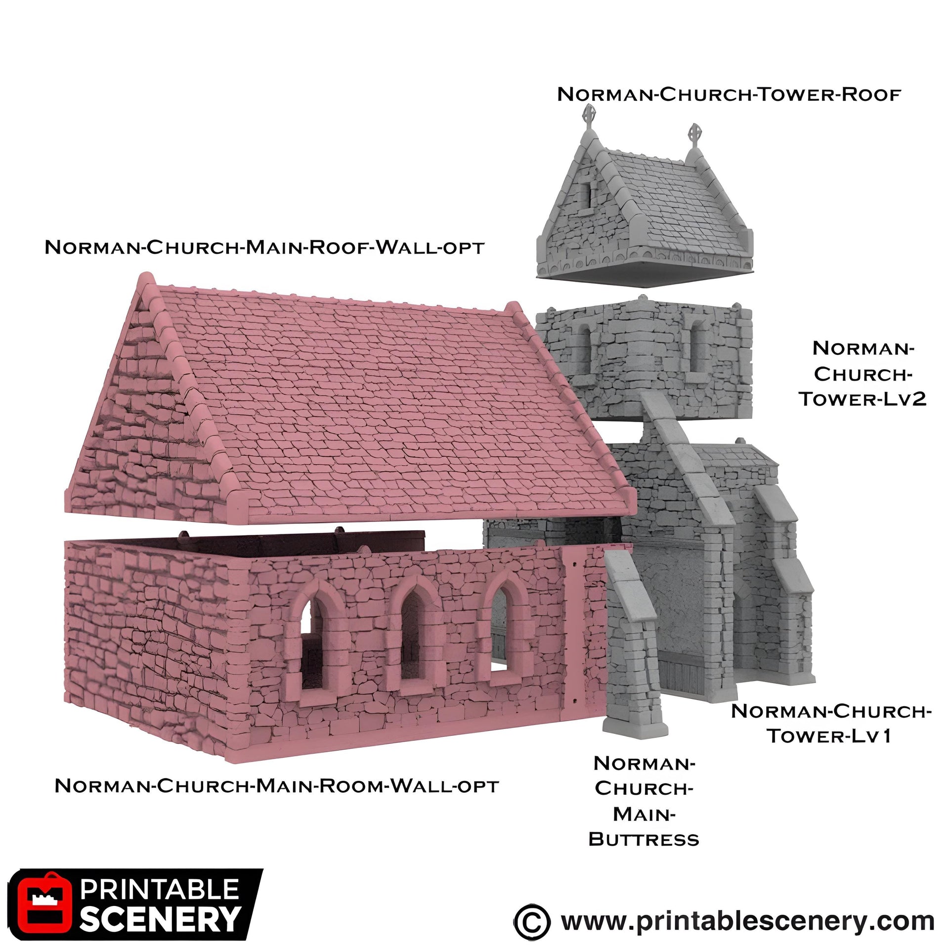 Norman Church. King and Country, 15mm, 28mm, 32mm - Printable Scenery | 28mm and 32mm | Wargaming | DnD | Tabletop Roleplaying
