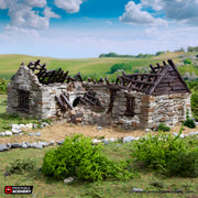 Ruined Highland Stone Barn. King and Country, 15mm, 28mm, 32mm - Printable Scenery | 28mm and 32mm | Wargaming | DnD | Tabletop Roleplaying