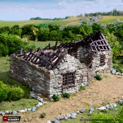 Ruined Highland Stone Barn. King and Country, 15mm, 28mm, 32mm - Printable Scenery | 28mm and 32mm | Wargaming | DnD | Tabletop Roleplaying