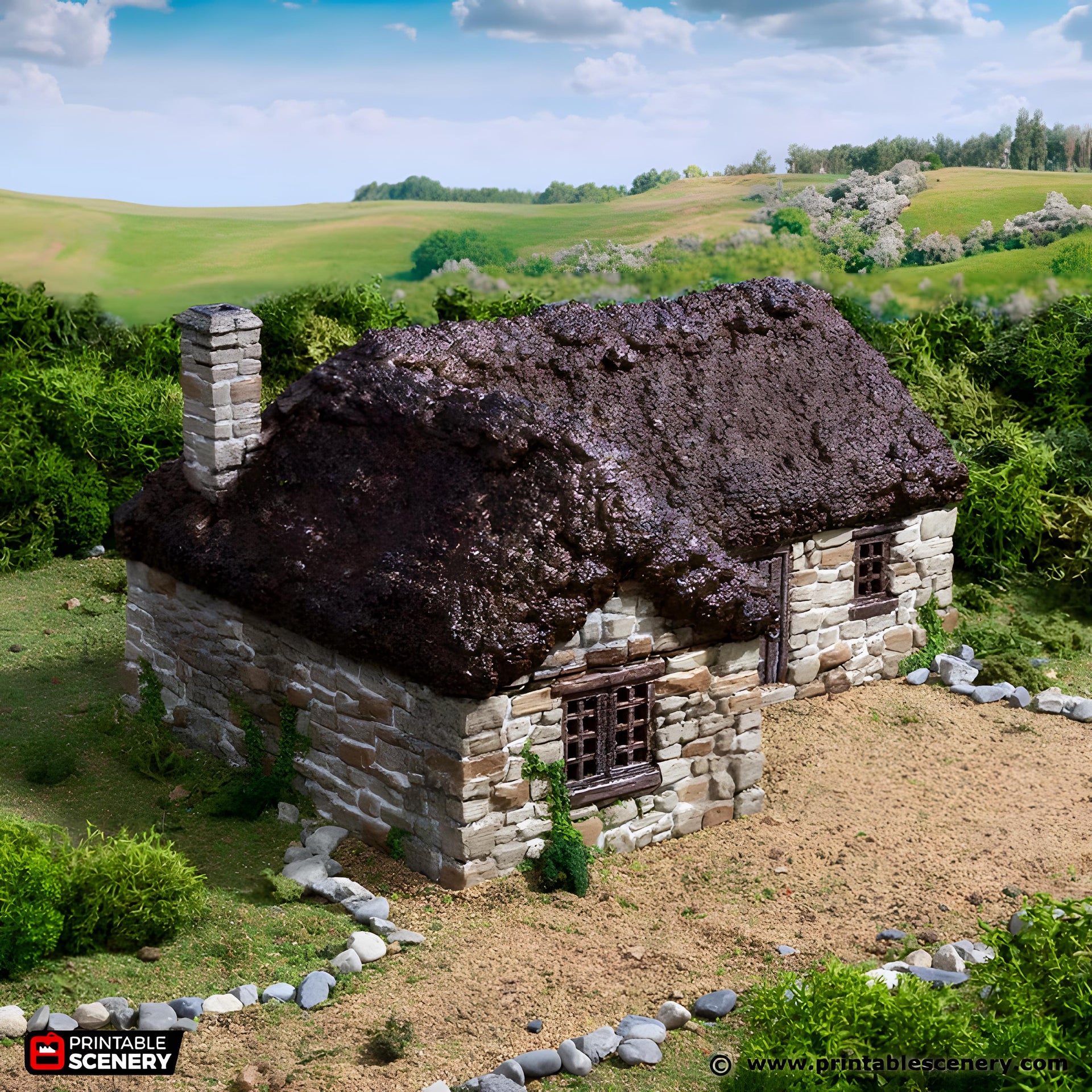 Highland Stone Barn. King and Country, 15mm, 28mm, 32mm - Printable Scenery | 28mm and 32mm | Wargaming | DnD | Tabletop Roleplaying