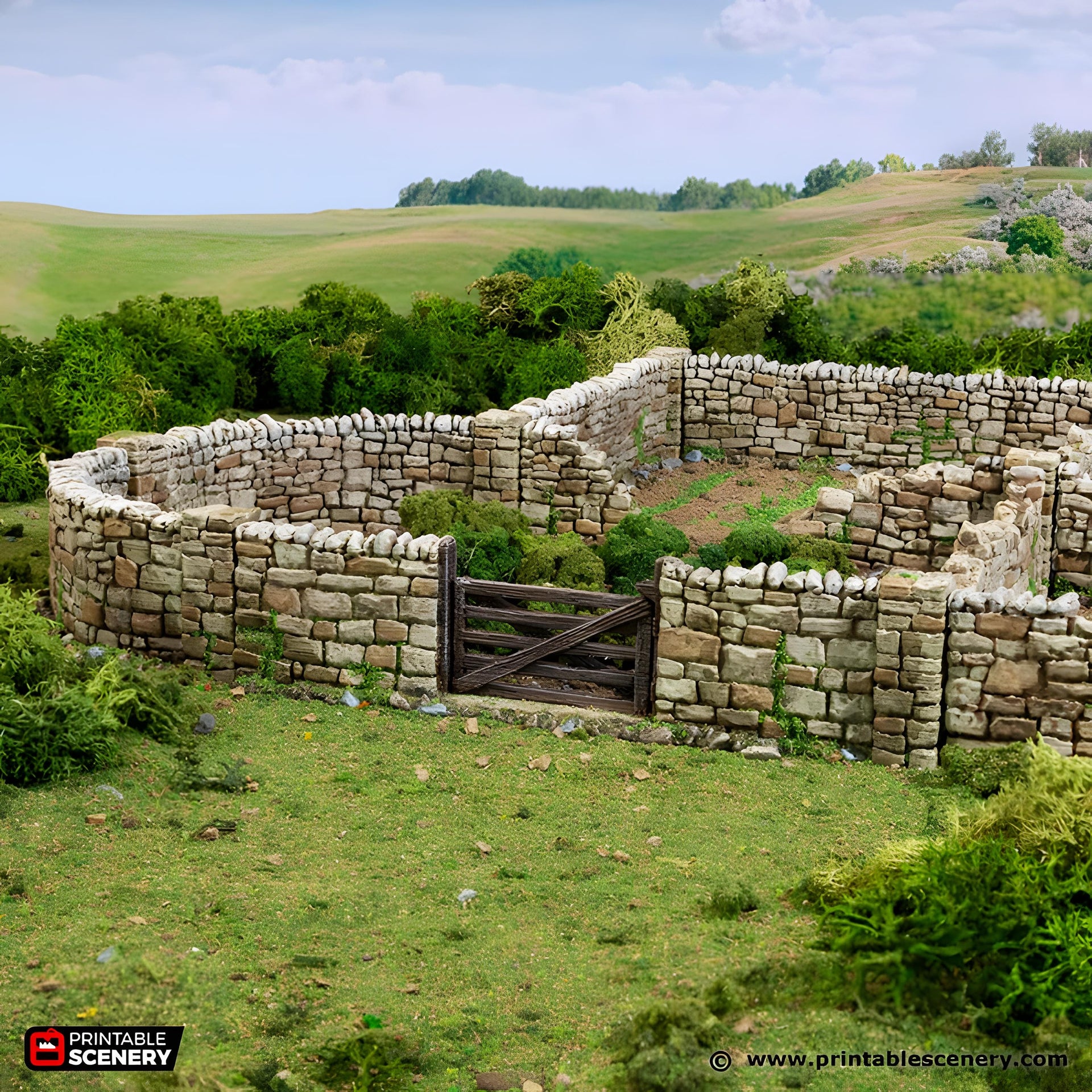 Country High Wall. King and Country, 15mm, 28mm, 32mm - Printable Scenery | 28mm and 32mm | Wargaming | DnD | Tabletop Roleplaying