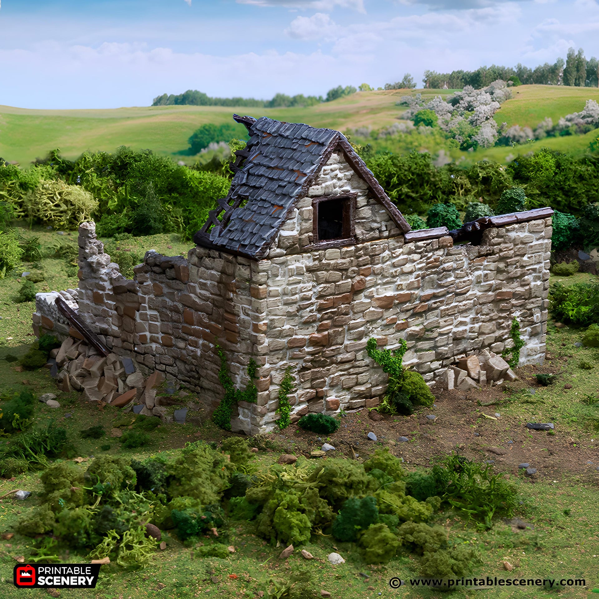 Ruined Farm Pig Pen. King and Country, 15mm, 28mm, 32mm - Printable Scenery | 28mm and 32mm | Wargaming | DnD | Tabletop Roleplaying