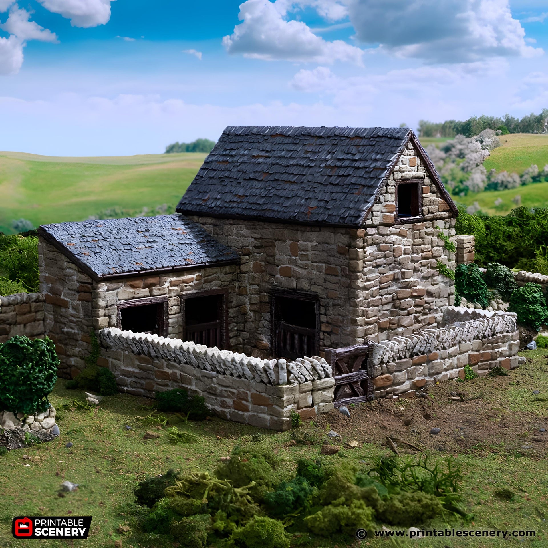 Farm Pig Pen. King and Country, 15mm, 28mm, 32mm - Printable Scenery | 28mm and 32mm | Wargaming | DnD | Tabletop Roleplaying