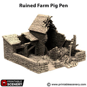 Ruined Farm Pig Pen. King and Country, 15mm, 28mm, 32mm - Printable Scenery | 28mm and 32mm | Wargaming | DnD | Tabletop Roleplaying