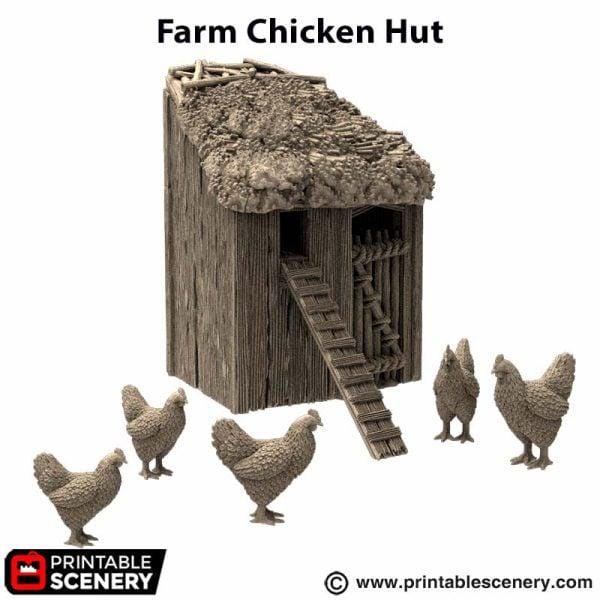Farm Chicken Hut. King and Country, 15mm, 28mm, 32mm - Printable Scenery | 28mm and 32mm | Wargaming | DnD | Tabletop Roleplaying