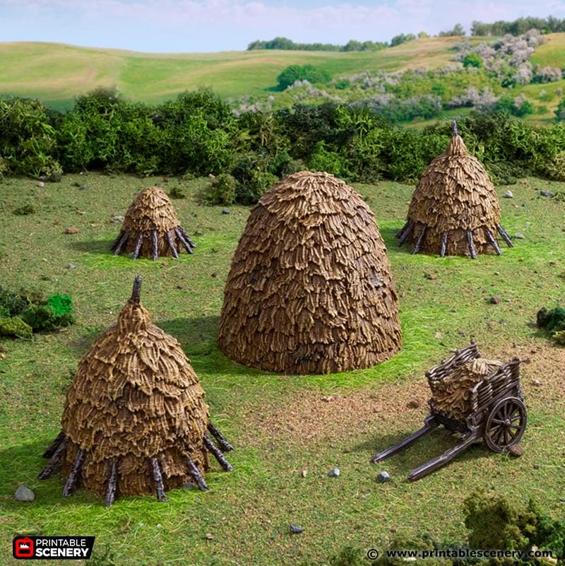 Haystacks. King and Country, 15mm, 28mm, 32mm - Printable Scenery | 28mm and 32mm | Wargaming | DnD | Tabletop Roleplaying