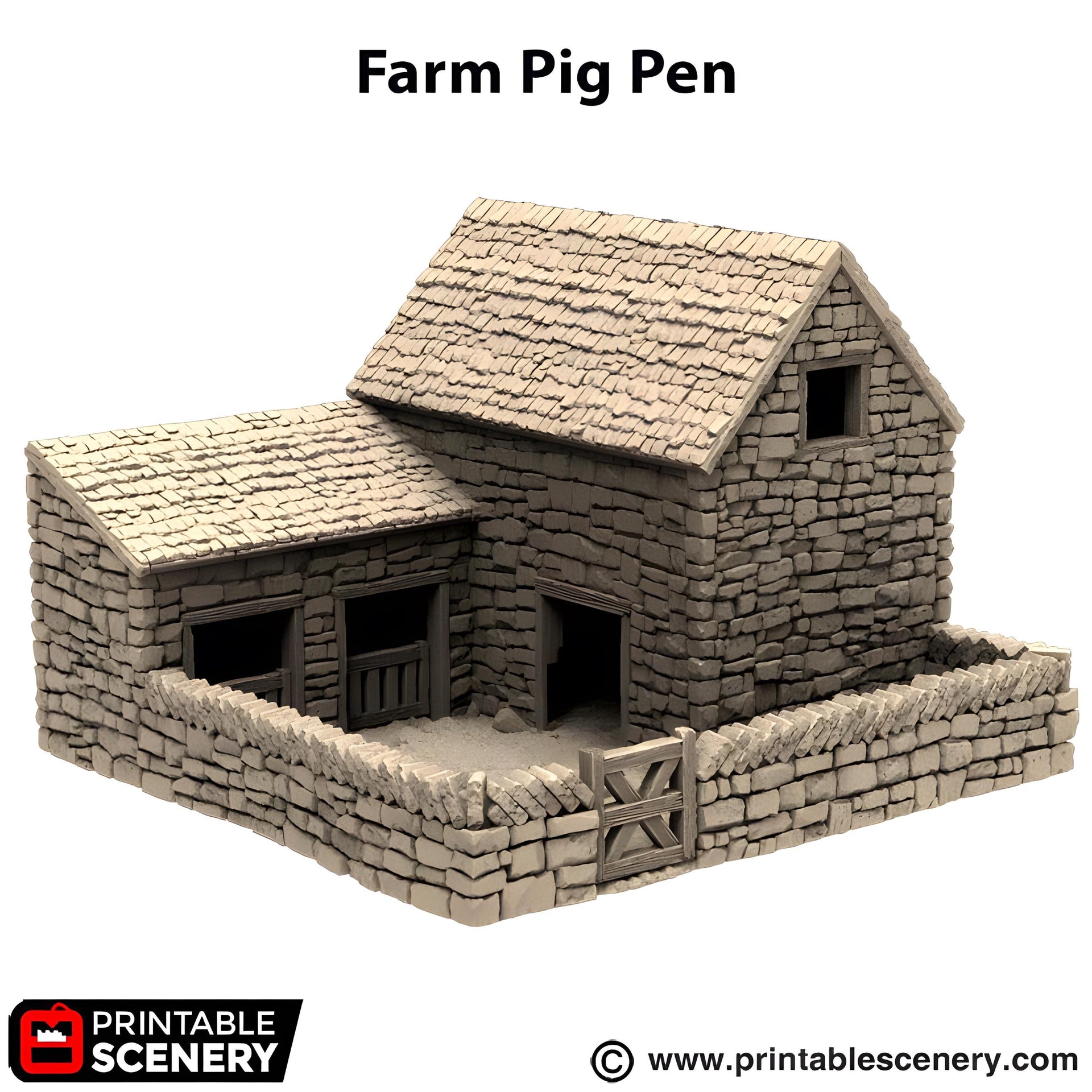 Farm Pig Pen. King and Country, 15mm, 28mm, 32mm - Printable Scenery | 28mm and 32mm | Wargaming | DnD | Tabletop Roleplaying